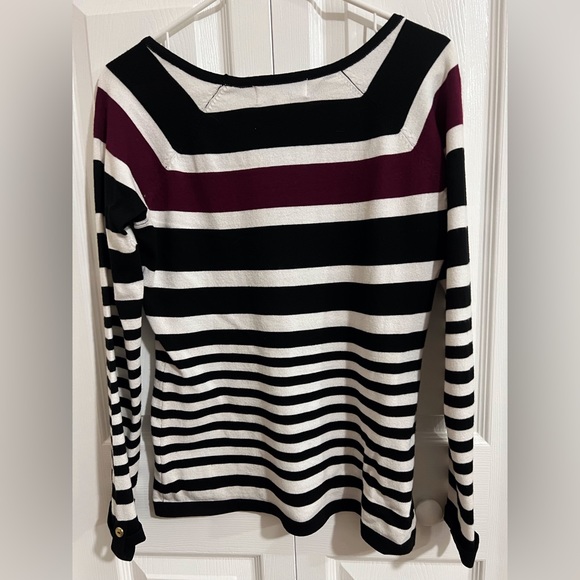 Karen Scott Striped Sweater with Gold Button Accents Size Small - Picture 2 of 4